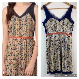 UO, Staring at Stars mesh trim floral fit & flare V neck sleeveless mini dress